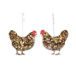 Hen Earrings - Bronze