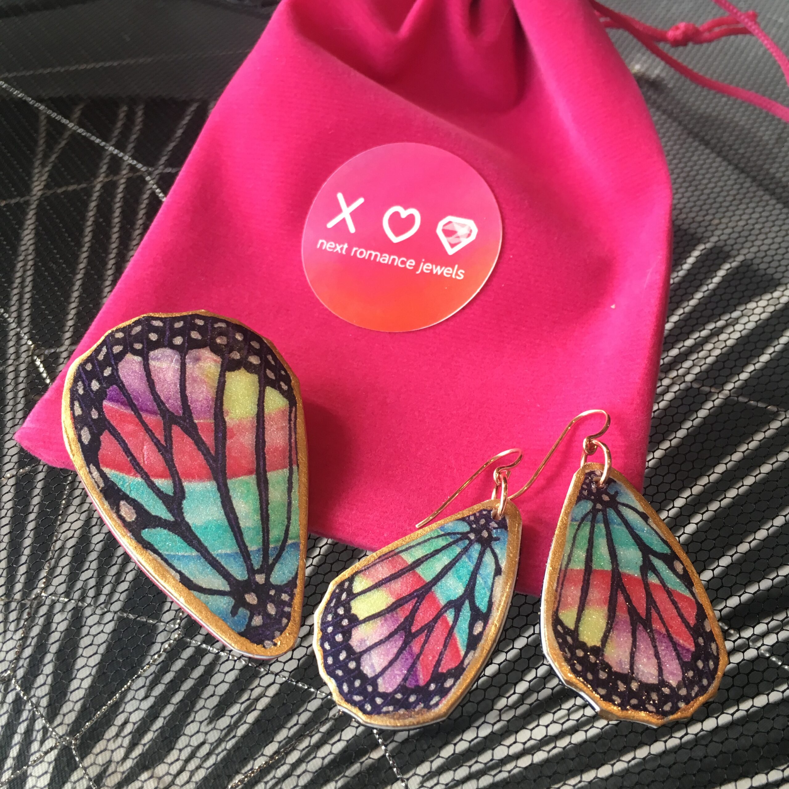 Butterfly Wing Art Earrings - rainbow - Image 5