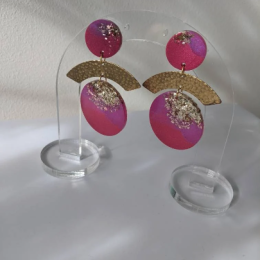 Sunrise Gold Fleck Disc Resin Earrings
