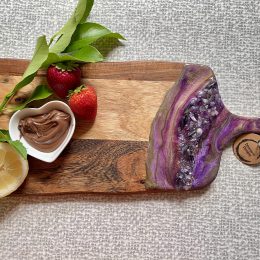 Purple and Gold Amethyst Crystal Serving Board - Made to order