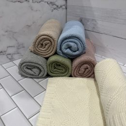 Personalised embroidered pink baby diamond knit blanket