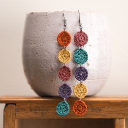 string of dots micro-crochet earrings - multi-coloured